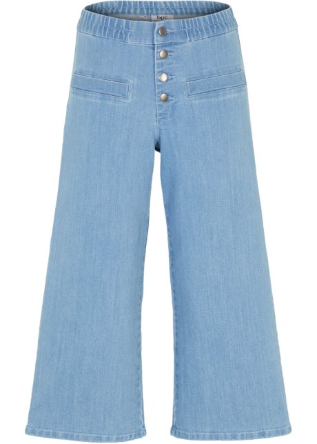 3/4 Jeans mit High-Waist-Bequembund in blau von vorne - bpc bonprix collection
