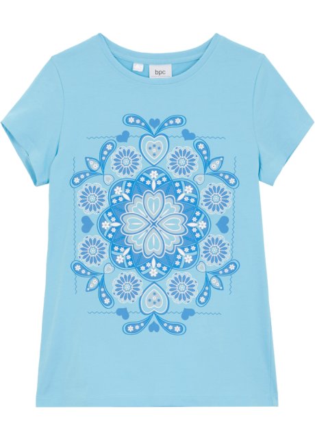 Mädchen T-Shirt aus Bio-Baumwolle in blau von vorne - bpc bonprix collection