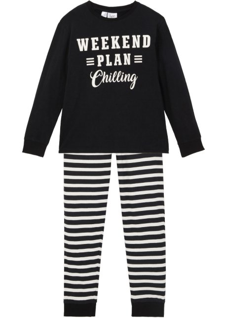 Kinder Pyjama  (2-tlg. Set) in schwarz von vorne - bpc bonprix collection