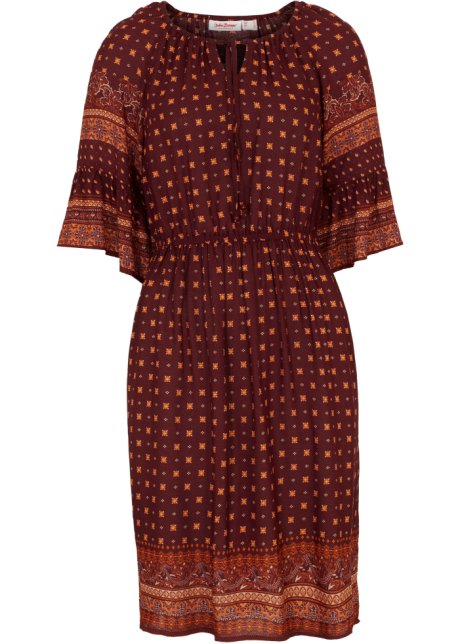 Luftiges Kleid mit Muster in braun von vorne - John Baner JEANSWEAR