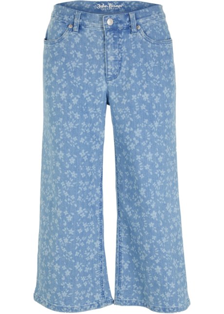 Komfort-Stretch-Jeans -Culotte, bedruckt in blau von vorne - John Baner JEANSWEAR