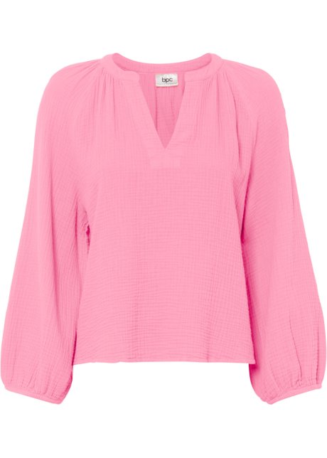 Musselin-Bluse aus Baumwolle in rosa von vorne - bpc bonprix collection