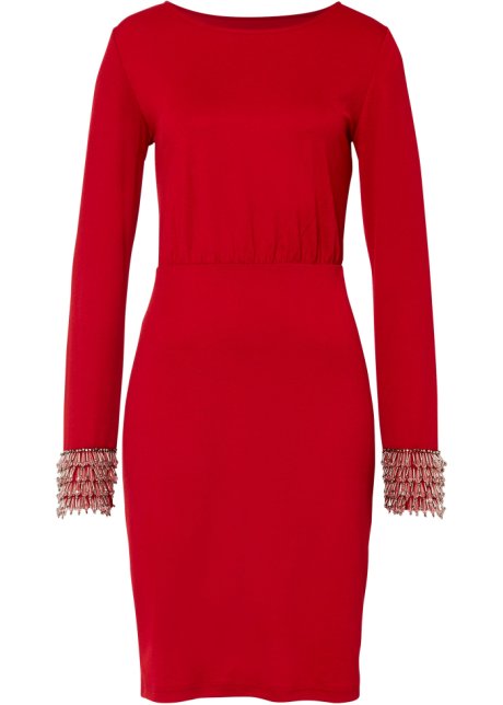 Kleid mit Accessoire in rot von vorne - BODYFLIRT boutique