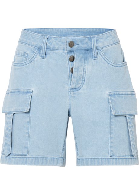 Jeans-Shorts mit aufgesetzten Taschen in blau von vorne - RAINBOW