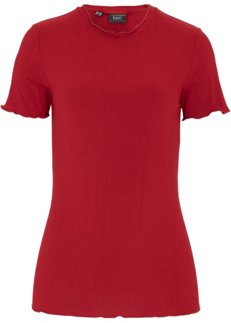 T-Shirt aus Rippqualität mit nachhaltiger Viskose in rot von vorne - bpc bonprix collection