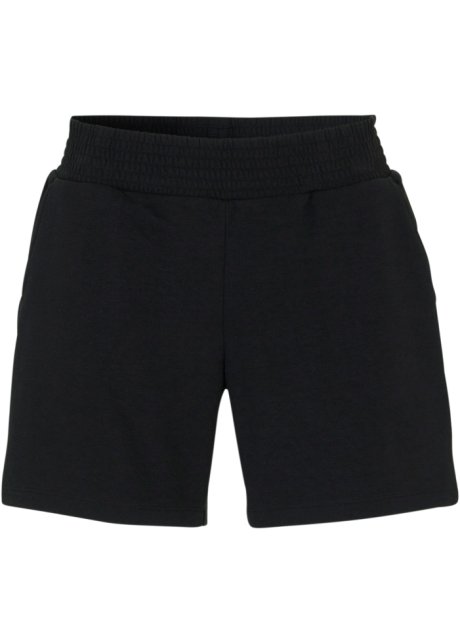 Sweat-Shorts mit hohem Bund in schwarz von vorne - bpc bonprix collection