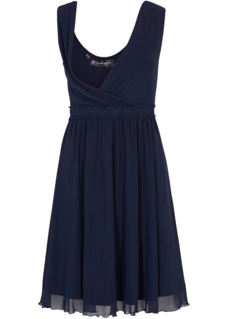Mesh-Kleid mit Spitze in blau von vorne - bpc bonprix collection