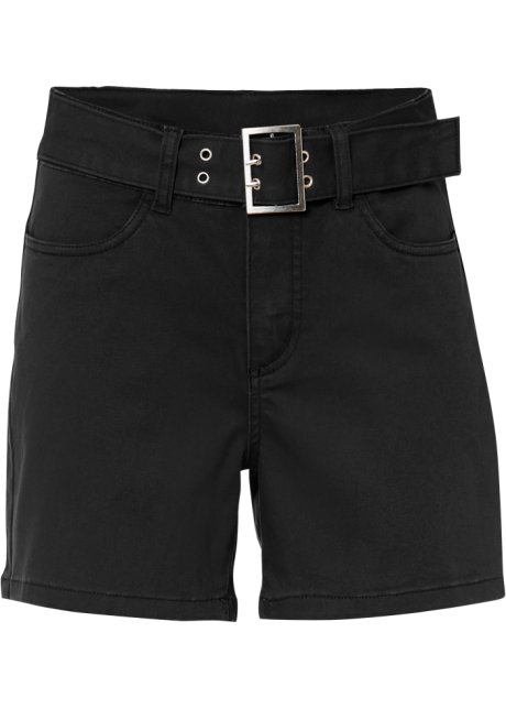 Stretch-Shorts in schwarz von vorne - BODYFLIRT