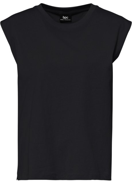 Shirt mit verstärkter Schulter in schwarz von vorne - bpc bonprix collection