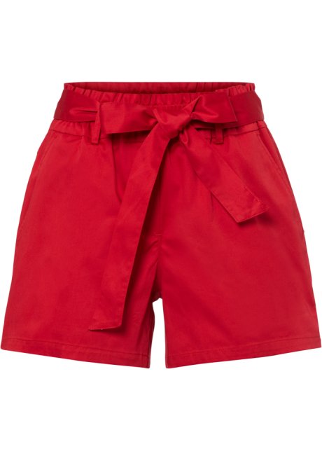 Shorts mit Bindegürtel in rot von vorne - BODYFLIRT