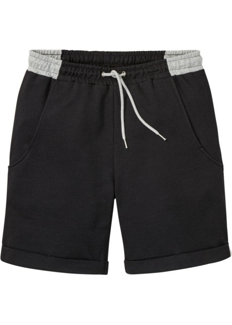 Sweat-Long-Shorts mit reyceltem Polyester in schwarz von vorne - RAINBOW