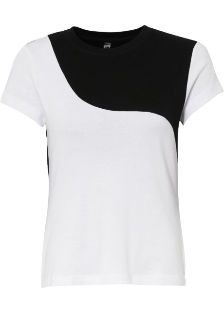 Shirt mit Colorblocking aus Bio-Baumwolle in schwarz von vorne - RAINBOW