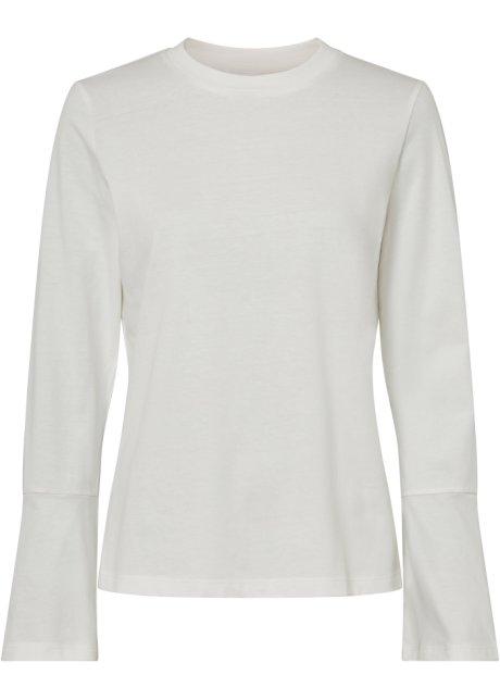 Shirt mit weitem Arm aus Bio-Baumwolle in weiß von vorne - RAINBOW