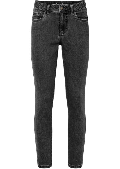 Skinny Jeans Mid Waist, cropped  in schwarz von vorne - John Baner JEANSWEAR
