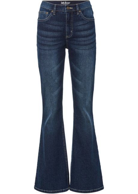 Flared Jeans High Waist, Ultra-Soft  in blau von vorne - John Baner JEANSWEAR