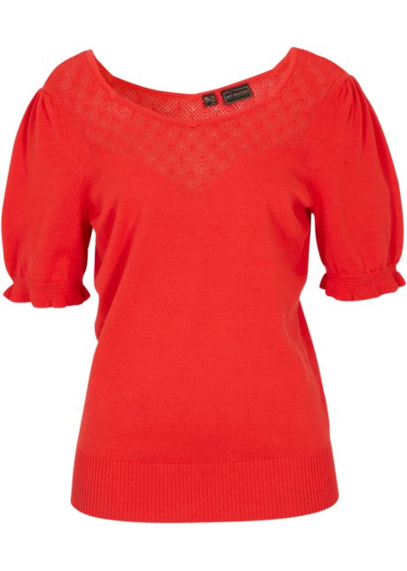 Ajour Pullover  in rot von vorne - bpc selection