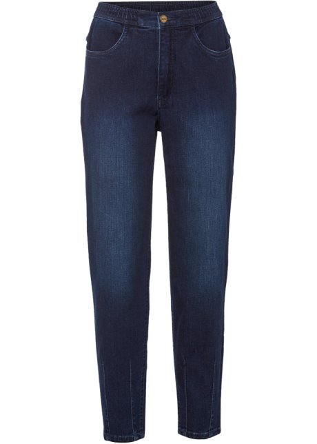Highwaist Jeans mit weitem Bein, Bequembund in blau von vorne - bpc bonprix collection