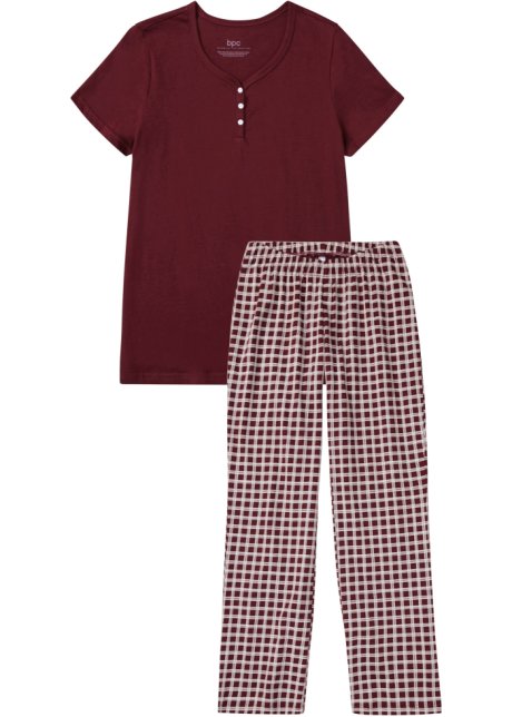 Pyjama mit Knopfleiste in rot von vorne - bpc bonprix collection