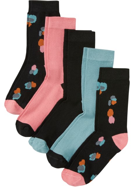 Socken (5er Pack) mit Bio-Baumwolle in schwarz von vorne - bpc bonprix collection