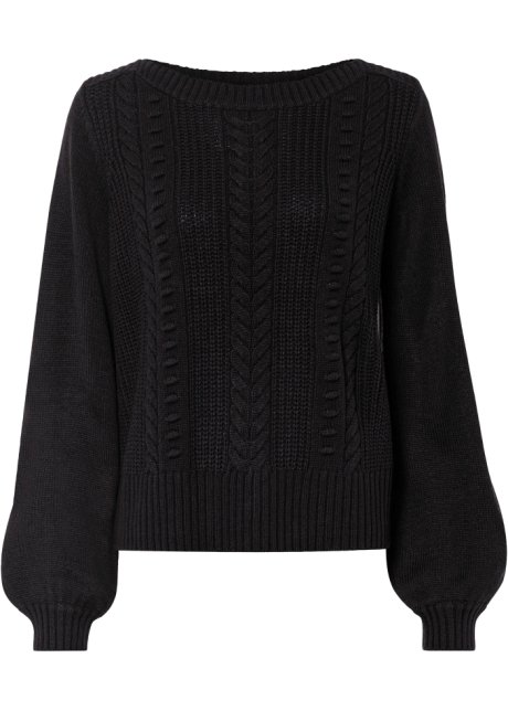 Boxy-Pullover in schwarz von vorne - BODYFLIRT