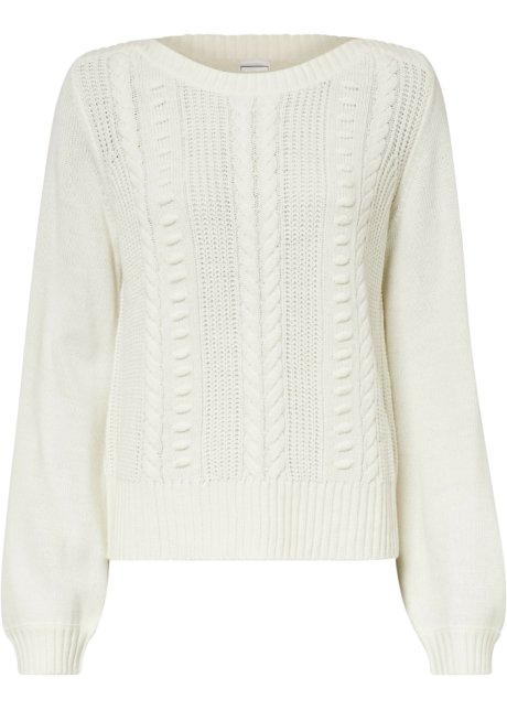 Boxy-Pullover in weiß von vorne - BODYFLIRT