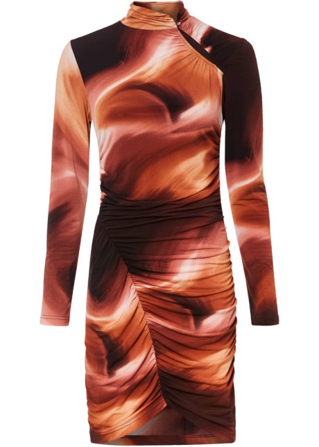 Kleid Asymmetrisch  in braun von vorne - BODYFLIRT boutique