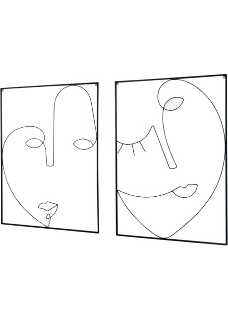 Wanddeko mit Gesichtern (2er Pack) in schwarz - bpc living bonprix collection