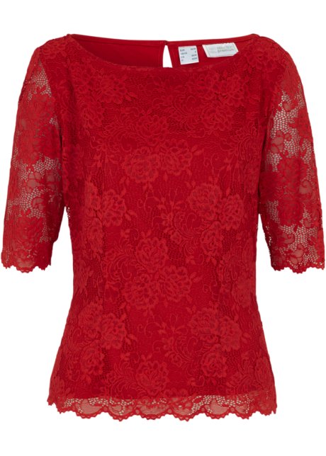 Blusenshirt aus Spitze in rot von vorne - bpc selection premium