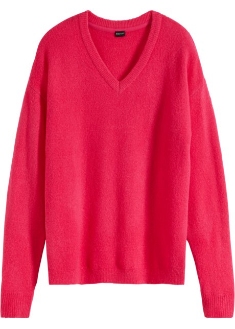 Oversize-Strick-Pullover in pink von vorne - BODYFLIRT