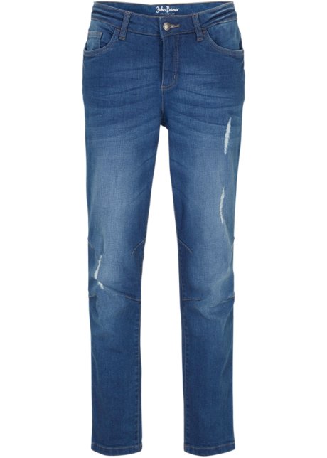 Stretch-Boyfriend-Jeans in blau von vorne - John Baner JEANSWEAR