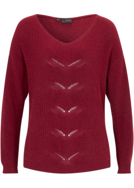 Pullover mit Wollanteil in rot von vorne - bonprix PREMIUM