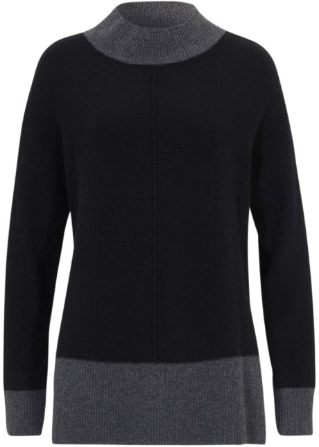 Wollpullover mit Good Cashmere Standard®-Anteil in schwarz von vorne - bonprix PREMIUM