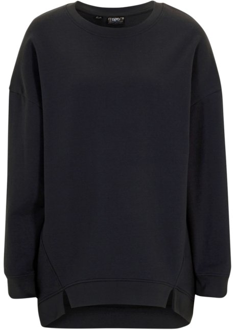 Oversize Sweatshirt mit kleinen Schlitzen am Saum in schwarz von vorne - bpc bonprix collection