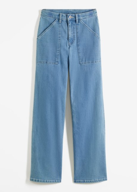 Weite Jeans aus Bio-Baumwolle in blau von vorne - RAINBOW