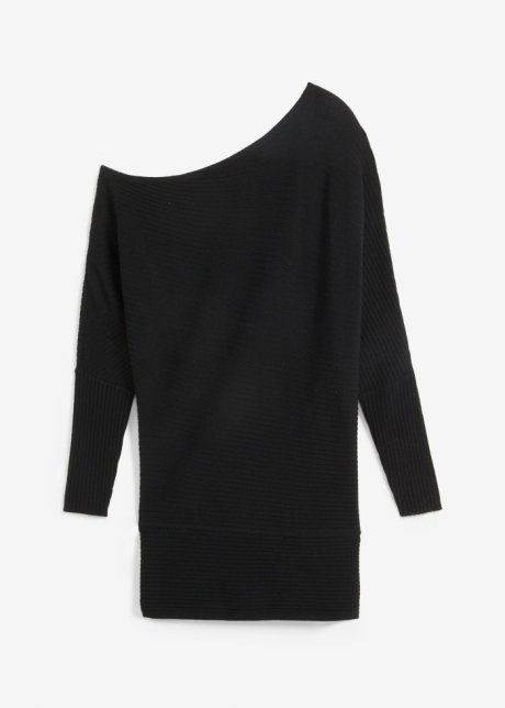 Pullover mit Carmen-Ausschnitt  in schwarz von vorne - bpc selection