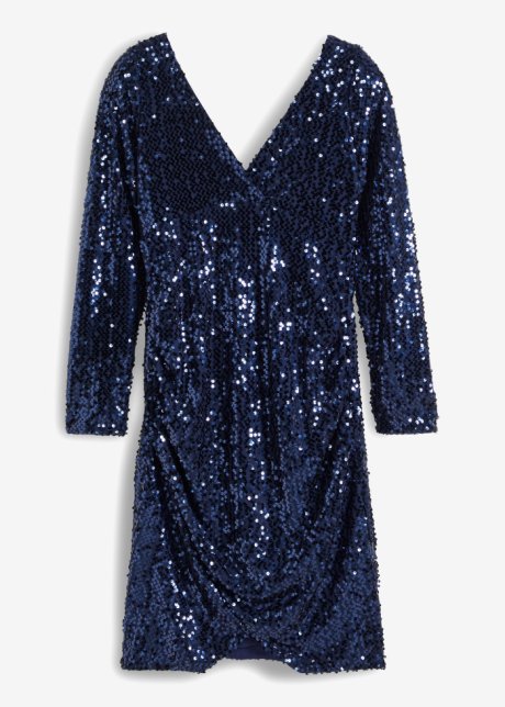 Kleid mit Pailletten in blau von vorne - BODYFLIRT boutique