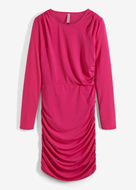 Kleid mit Raffungen in pink von vorne - RAINBOW