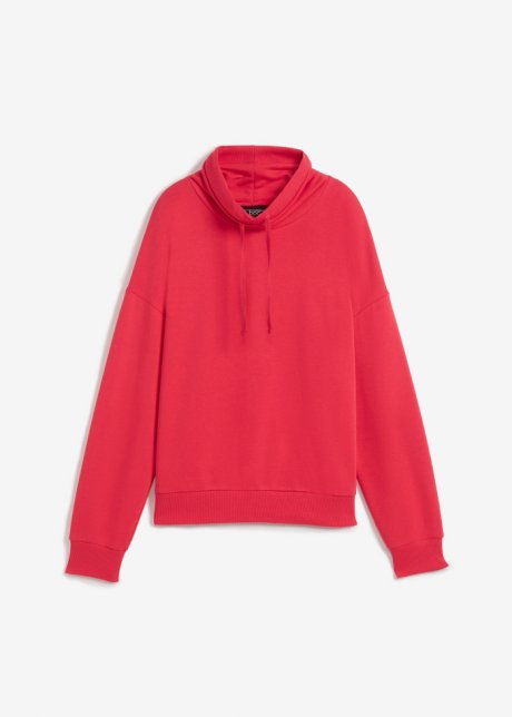 Sweatshirt mit großem Kragen in rot von vorne - bpc bonprix collection