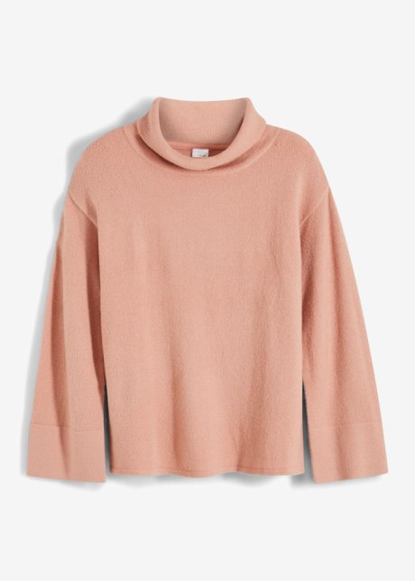 Pullover mit weitem Ärmel in rosa von vorne - BODYFLIRT