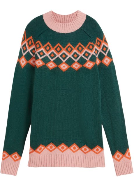 Norweger-Pullover in grün von vorne - bpc bonprix collection