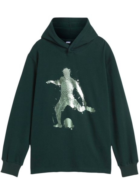 Jungen Kapuzensweatshirt mit Druck in grün von vorne - bpc bonprix collection