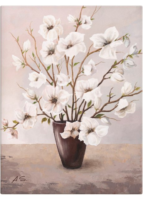 Leinwandbild mit Magnolien in Vase in grau - bpc living bonprix collection