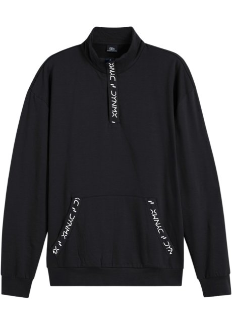 Sweatshirt mit Troyerkragen aus nachhaltiger Baumwolle in schwarz von vorne - bpc bonprix collection