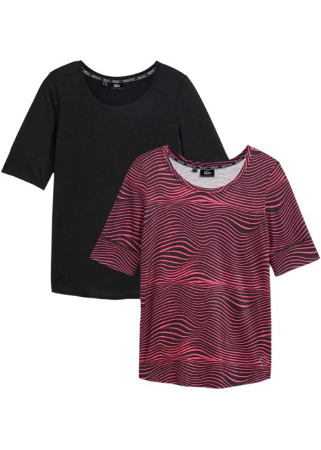 Sport-Shirt, 1/2-Arm (2er Pack), schnelltrocknend in pink von vorne - bpc bonprix collection