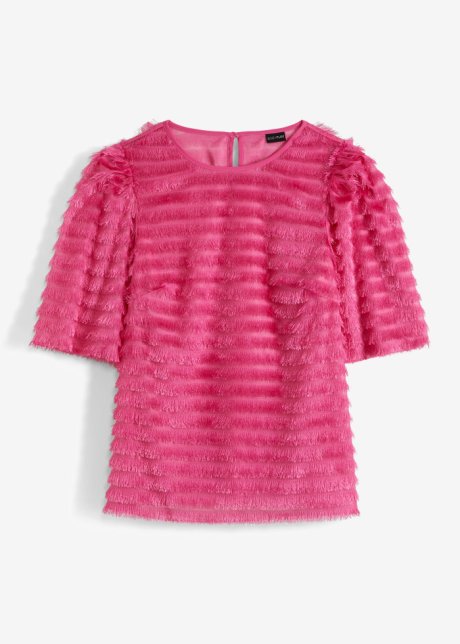 Blusenshirt mit Fransen-Details in pink von vorne - BODYFLIRT