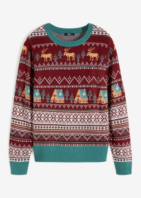 Weihnachts- Pullover  in rot von vorne - bpc bonprix collection