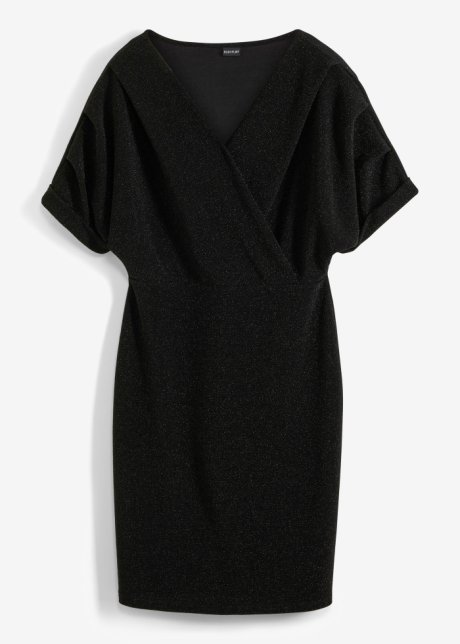 Jerseykleid in schwarz von vorne - BODYFLIRT