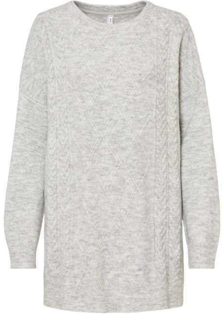 Oversize-Pullover mit Zopfmuster in grau von vorne - RAINBOW
