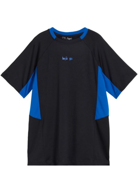 Jungen Oversized Sport-Shirt, schnelltrocknend in schwarz von vorne - bpc bonprix collection