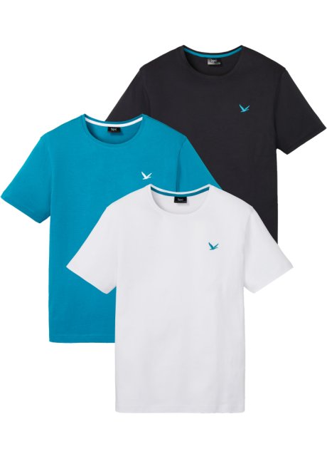 T-Shirt (3er Pack) in weiß von vorne - bpc bonprix collection